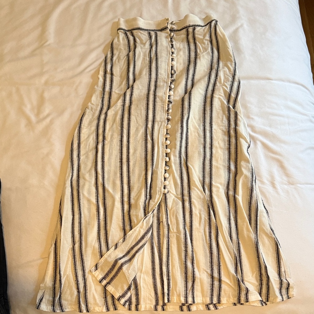 Flynn Skye Black and Cream Striped Maxi Skirt